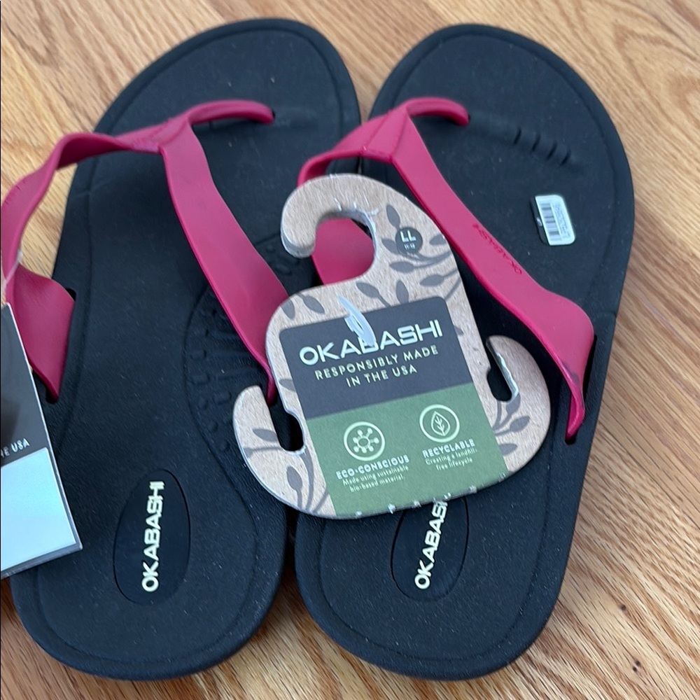 Okabashi Red and Black Flip Flops